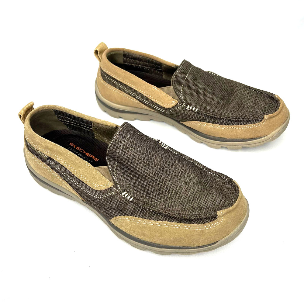 Skechers Milford Men's 10 X-Wide Relaxed Fit Tan Loafer Memory Foam Slip-On Shoe